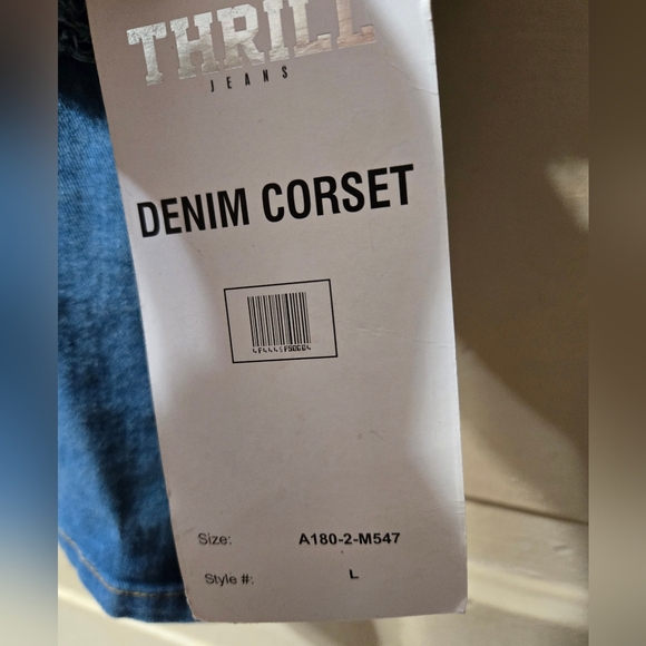 Thrill Jeans Denim Zip Back Corset Crop Top NWT Size: Large - Picture 4 of 5